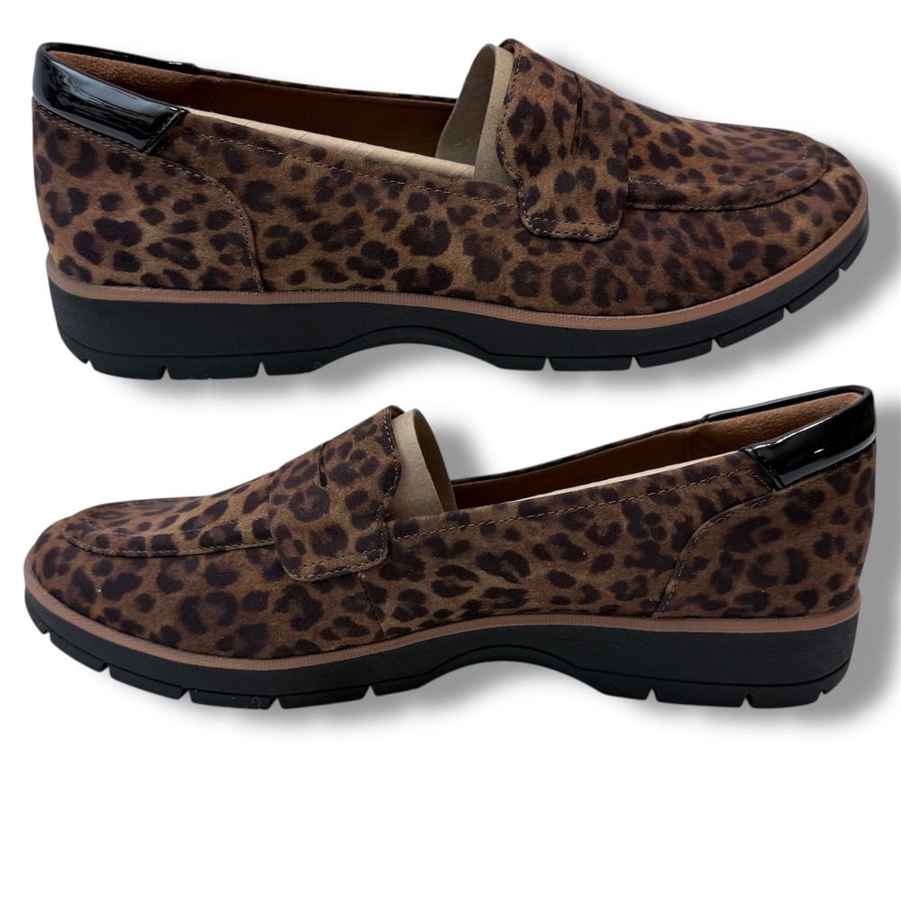 Dr Scholls Nice Day Womens Leopard Print Penny Loafers Brown Black I6337F3203 9M